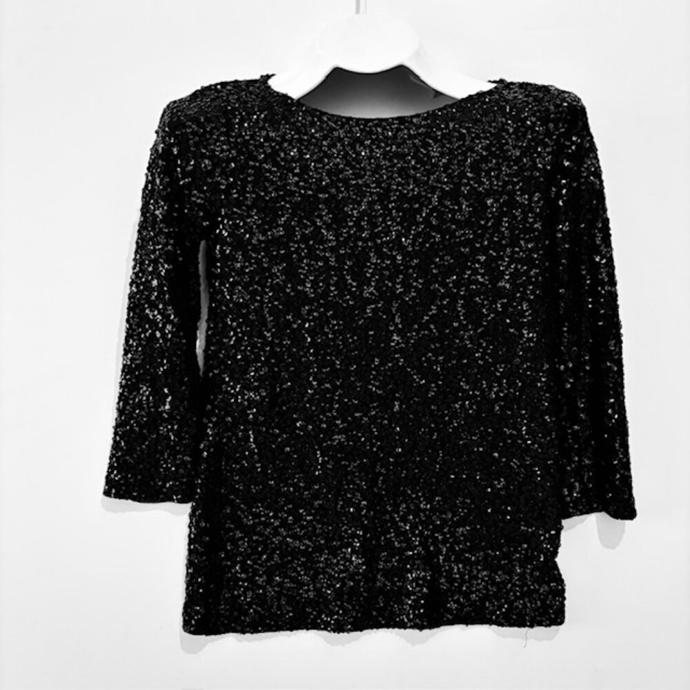 Gap Black Sequin Stretch Sweater